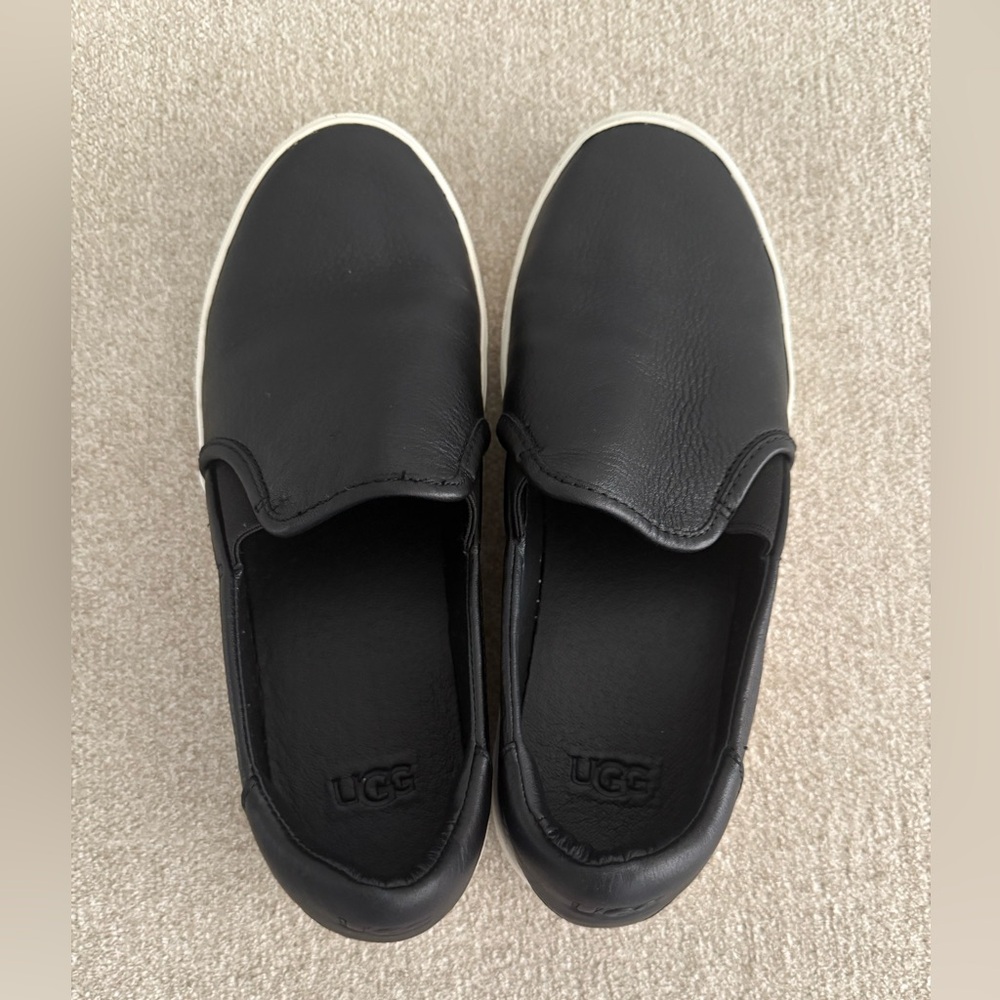 LIKE NEW UGG Black Leather Slip-On Shoes